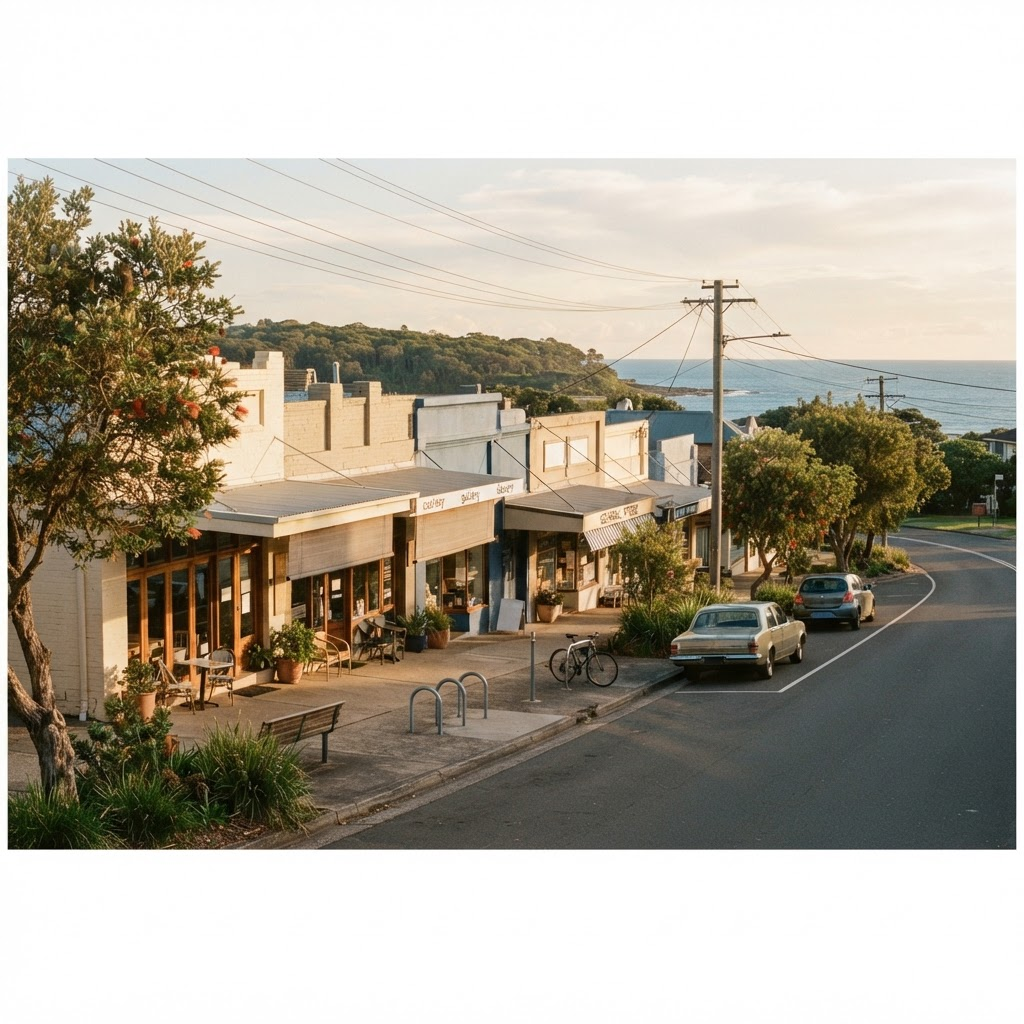 Exterior shopfront streetscape near Mojo's Stylist barbershop in Redland Bay
